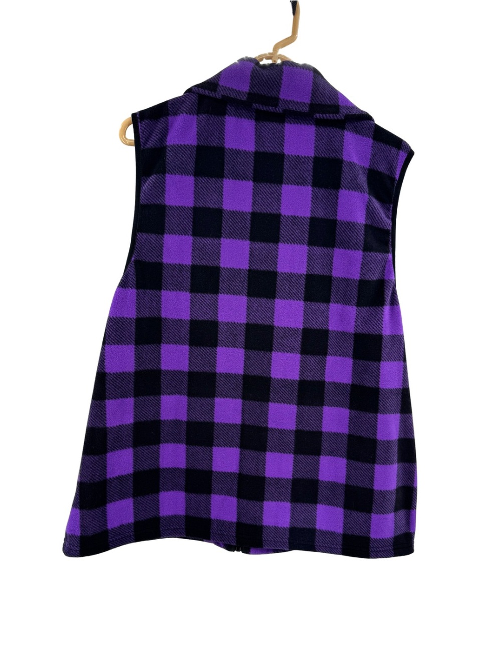Chaps Purple and Black Buffalo Plaid Fleece Zip Vest plus outdoor fall Gorpcore - Picture 2 of 11